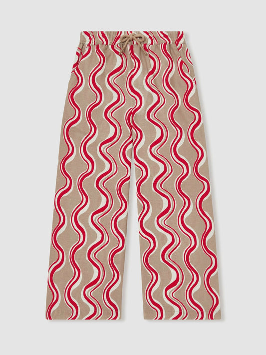 Cotton Linen Printed Trousers in Red Children & Baby | Reiss