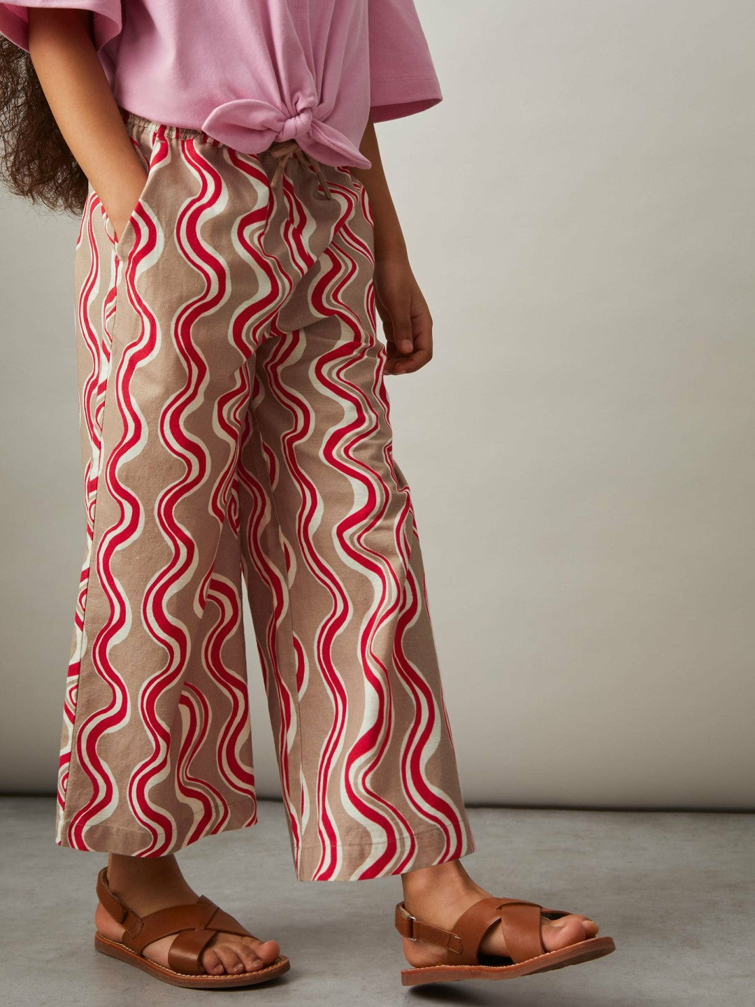 Cotton Linen Printed Trousers in Red Children & Baby | Reiss