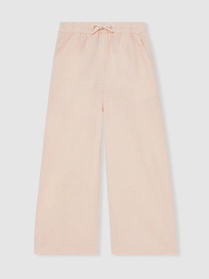 Cotton-Linen Drawstring Trousers in Pink Children & Baby | Reiss