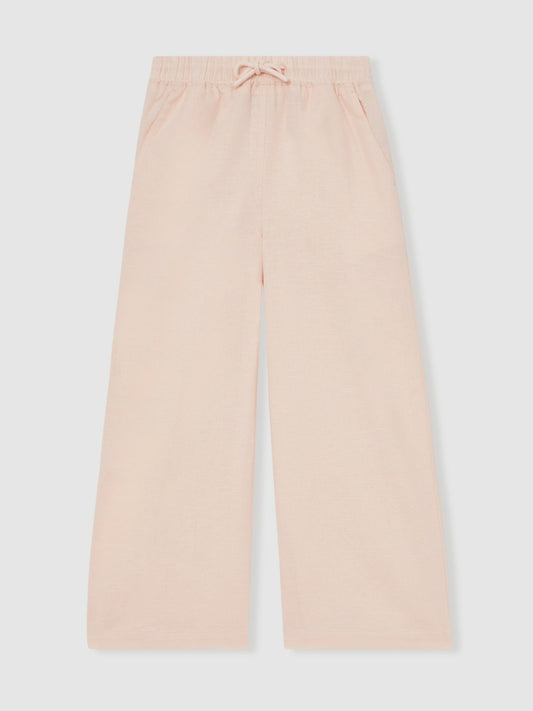 Cotton-Linen Drawstring Trousers in Pink Children & Baby | Reiss
