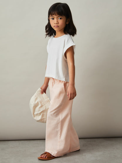 Cotton-Linen Drawstring Trousers in Pink Children & Baby | Reiss