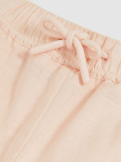 Cotton-Linen Drawstring Trousers in Pink Children & Baby | Reiss