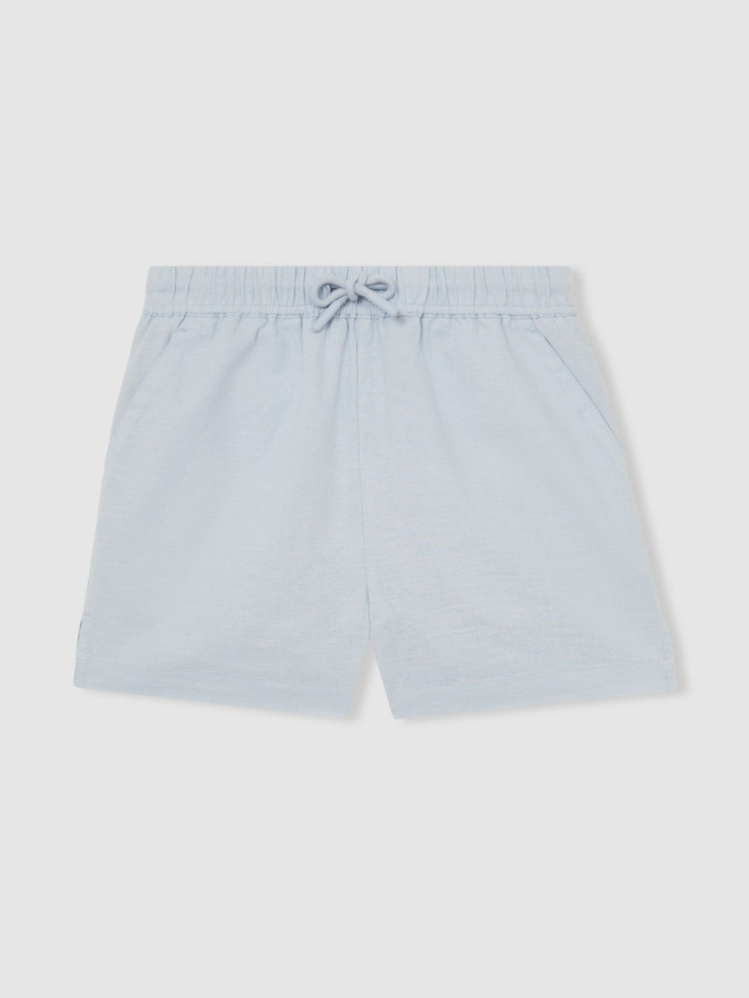 13-14 yrs Cotton-Linen Drawstring Shorts in Soft Blue Children & Baby | Reiss