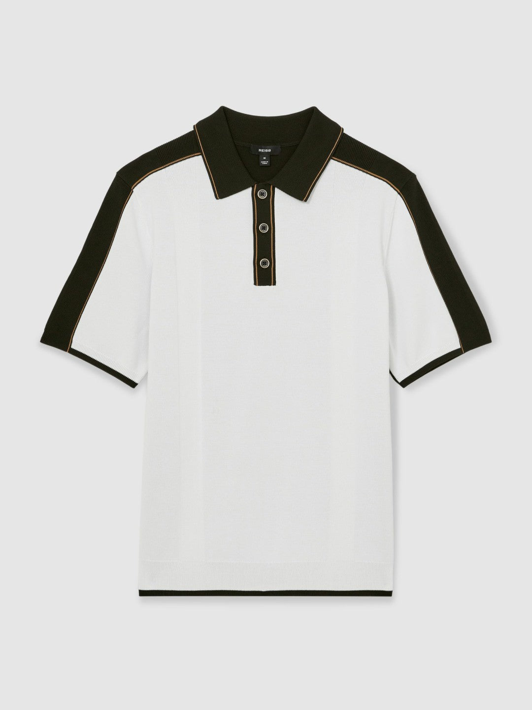Colour-Block Knit Polo Shirt in Optic White/Green Men | Reiss