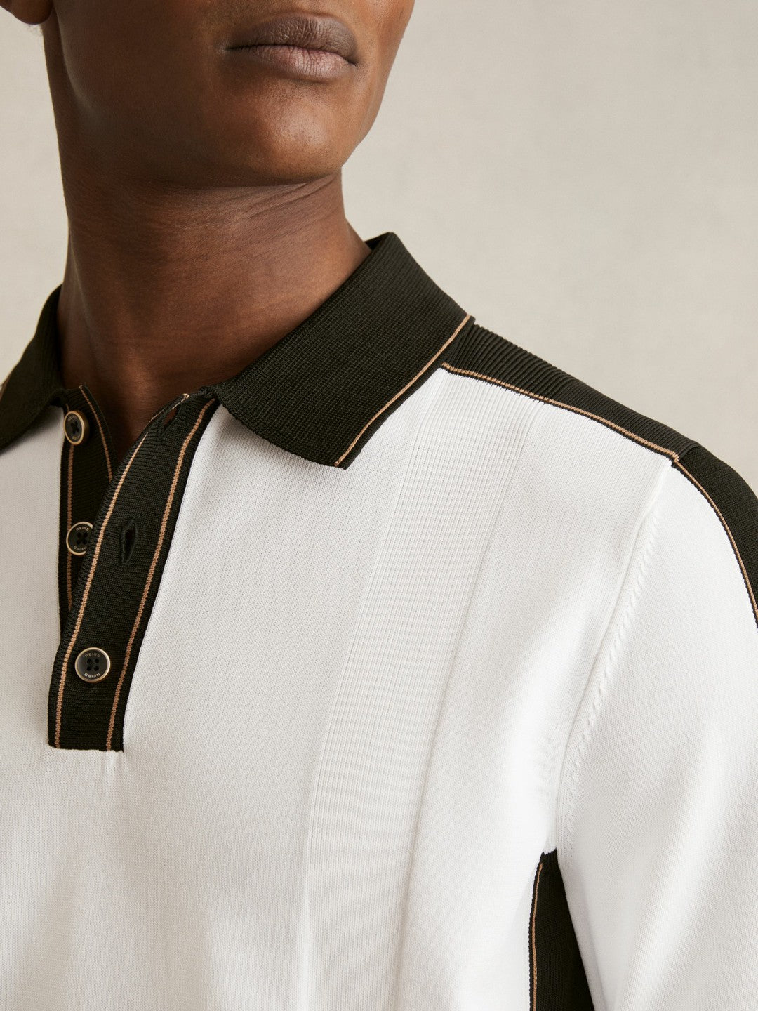 Colour-Block Knit Polo Shirt in Optic White/Green Men | Reiss