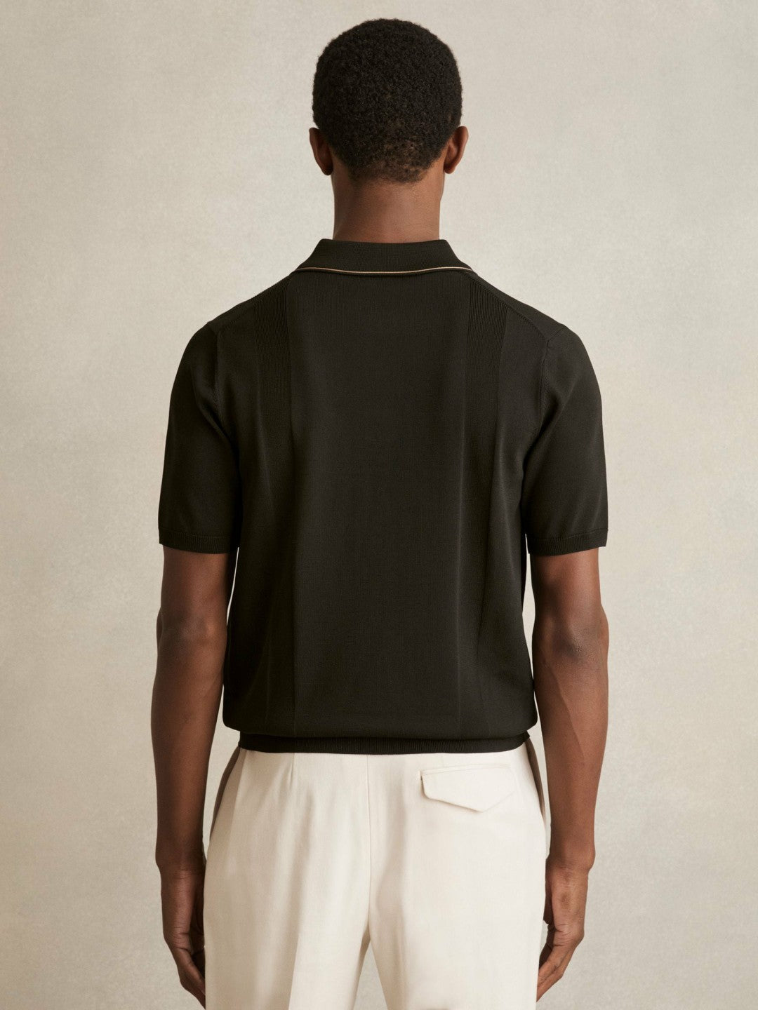 Colour-Block Knit Polo Shirt in Optic White/Green Men | Reiss