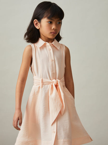 4-9 yrs Tie-Waist Collared Dress in Pink Children & Baby | Reiss