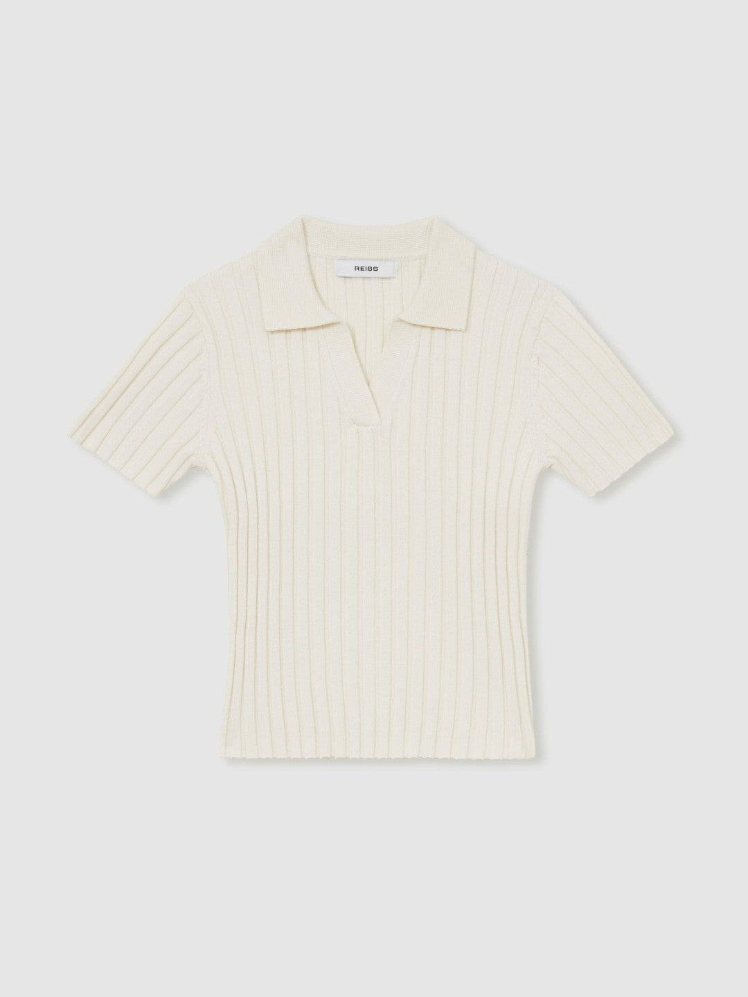 9-13 yrs Rib-Knit Polo Top in Ivory Children & Baby | Reiss