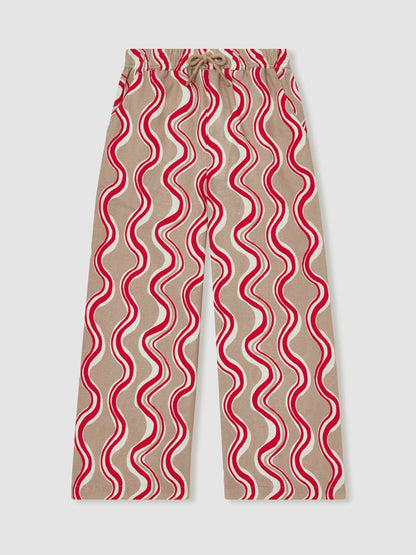 Cotton Linen Printed Trousers in Red Children & Baby | Reiss