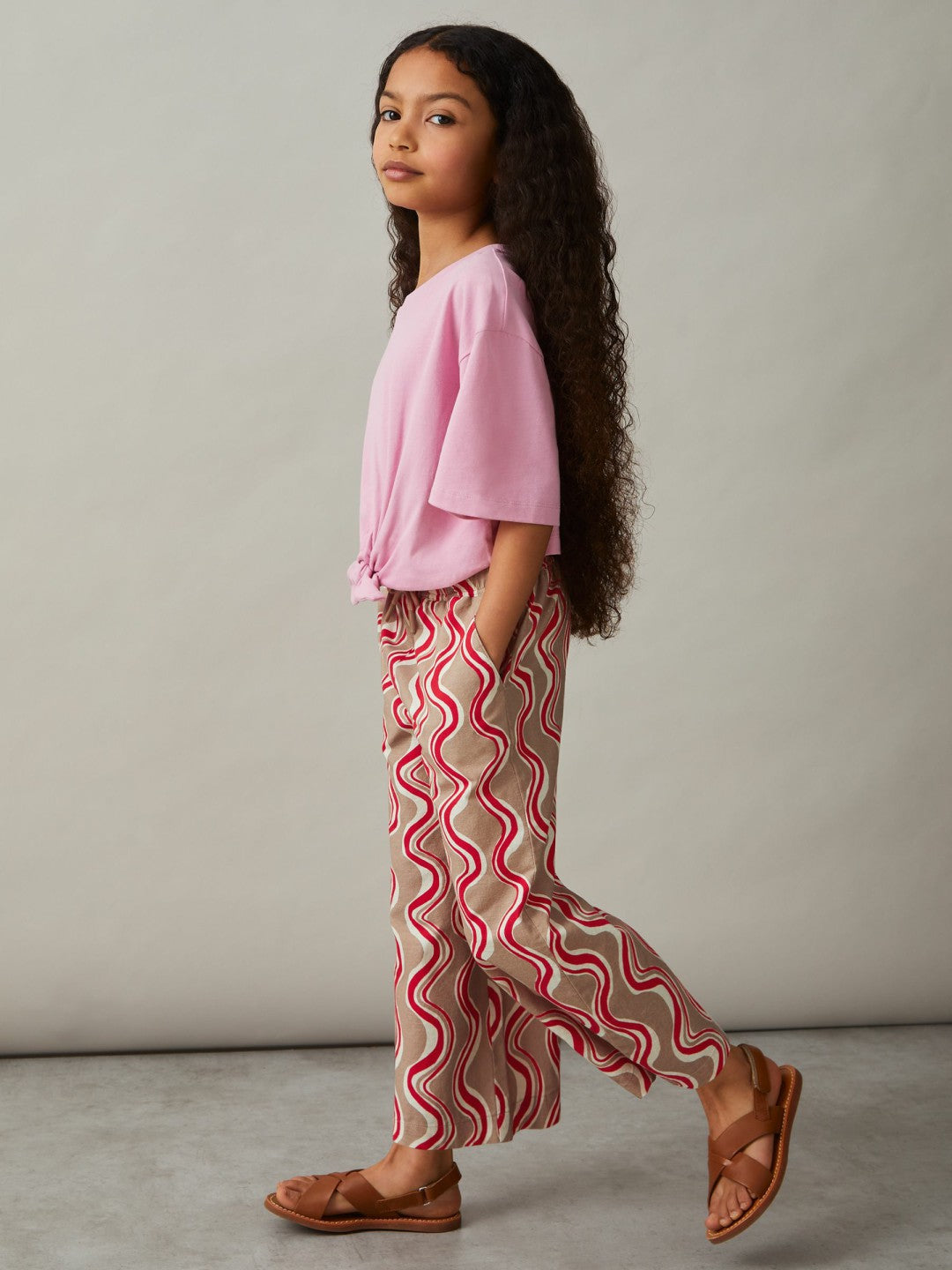 Cotton Linen Printed Trousers in Red Children & Baby | Reiss