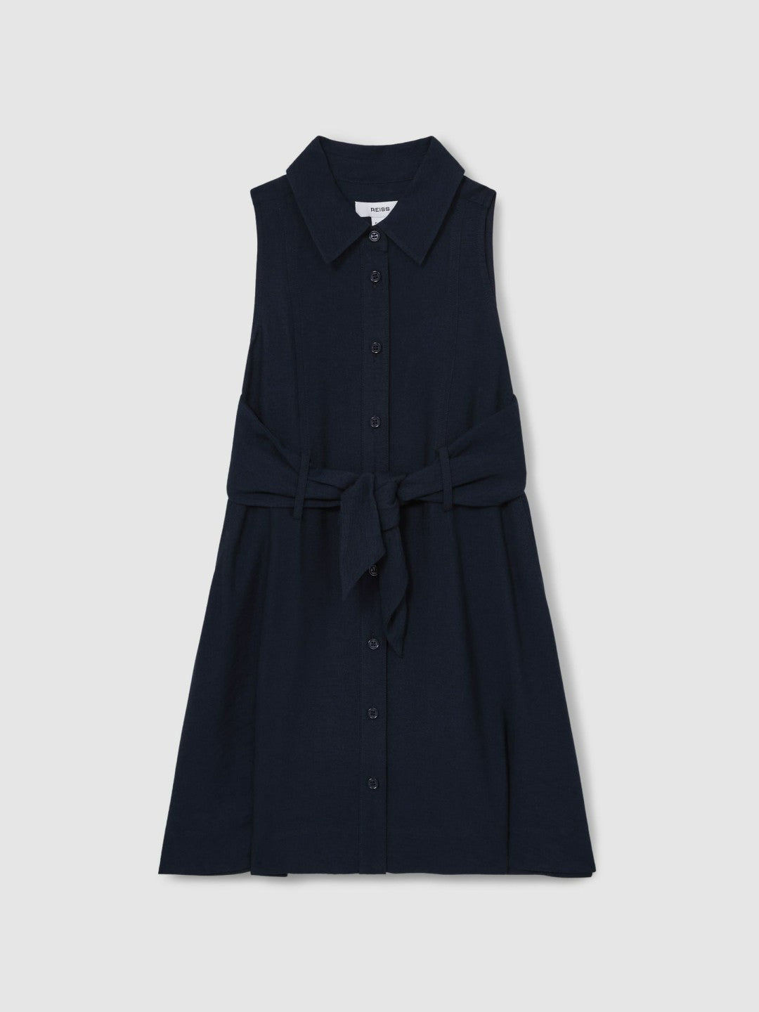 9-13 yrs Tie-Waist Collared Dress in Blue Children & Baby | Reiss