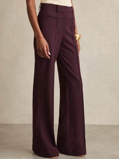 High Rise Flared Trousers in Burgundy Women | Reiss