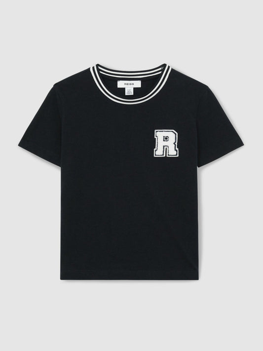 13-14 yrs Cotton Letter Patch T-Shirt in Navy Children & Baby | Reiss
