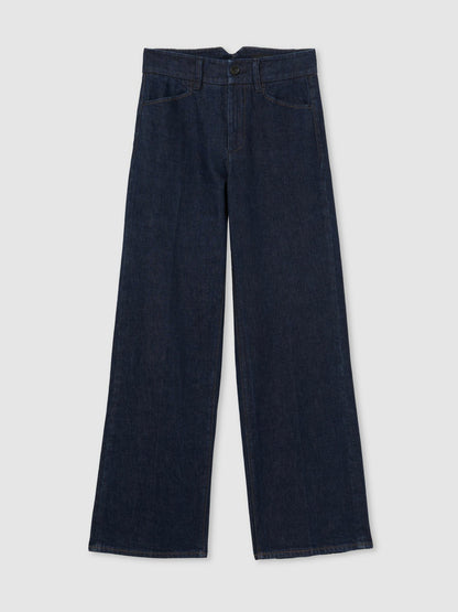 Paige Petite Wide-Leg Jeans in Dark Edinburgh Blue Women | Reiss