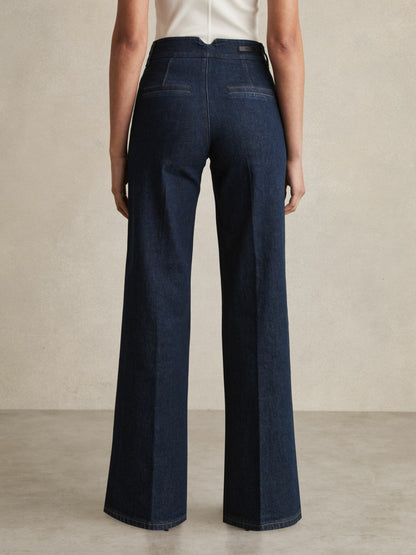 Paige Petite Wide-Leg Jeans in Dark Edinburgh Blue Women | Reiss