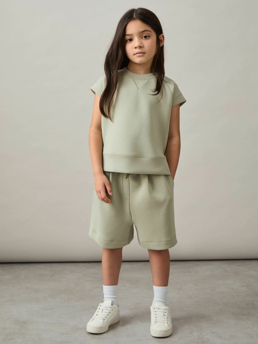 4-9 yrs Modal-Blend Sweatshirt And Shorts Set in Sage Children & Baby | Reiss