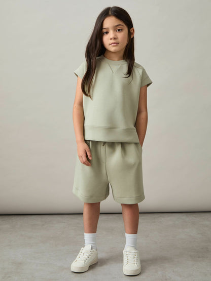 4-9 yrs Modal-Blend Sweatshirt And Shorts Set in Sage Children & Baby | Reiss