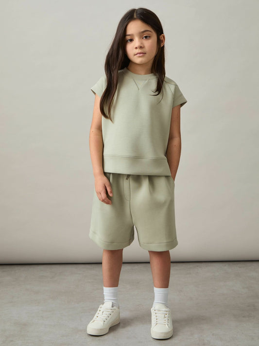 4-9 yrs Modal-Blend Sweatshirt And Shorts Set in Sage Children & Baby | Reiss