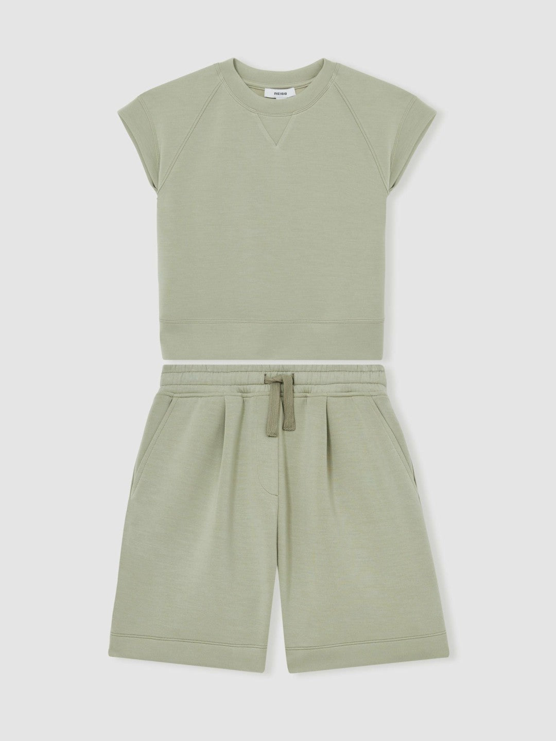 4-9 yrs Modal-Blend Sweatshirt And Shorts Set in Sage Children & Baby | Reiss