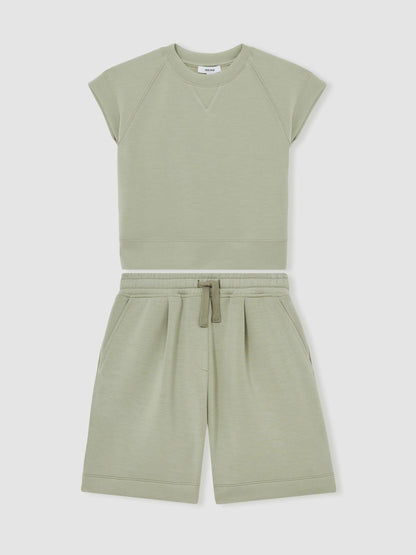 4-9 yrs Modal-Blend Sweatshirt And Shorts Set in Sage Children & Baby | Reiss