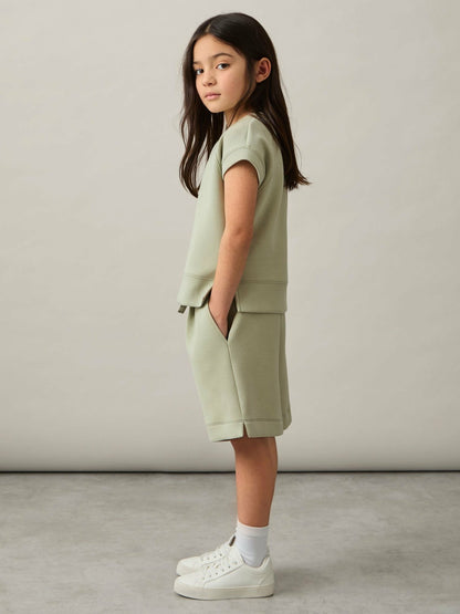 4-9 yrs Modal-Blend Sweatshirt And Shorts Set in Sage Children & Baby | Reiss