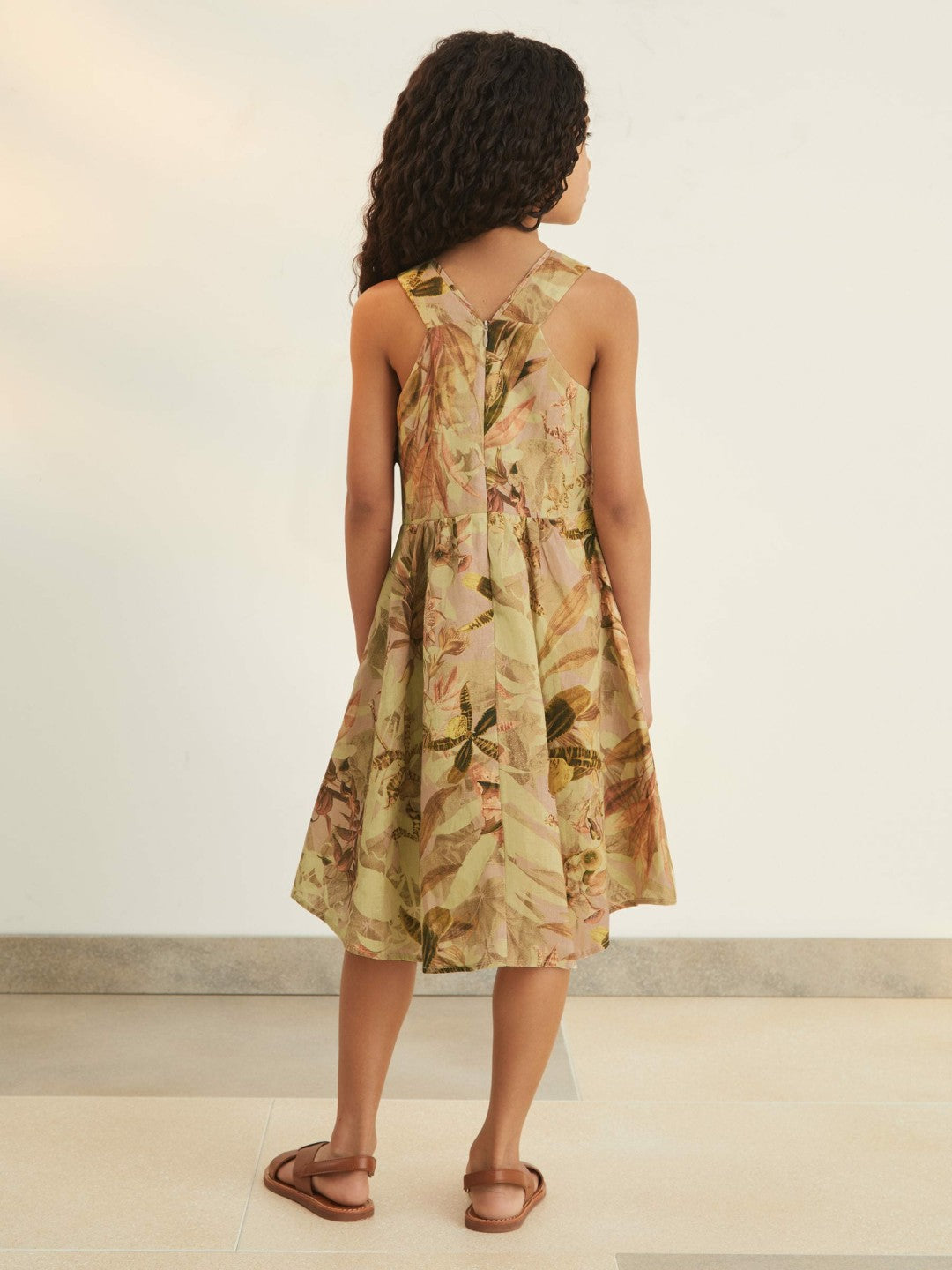 4-9 yrs  | NYBG Floral-Print Midi Dress in Khaki Children & Baby | Reiss