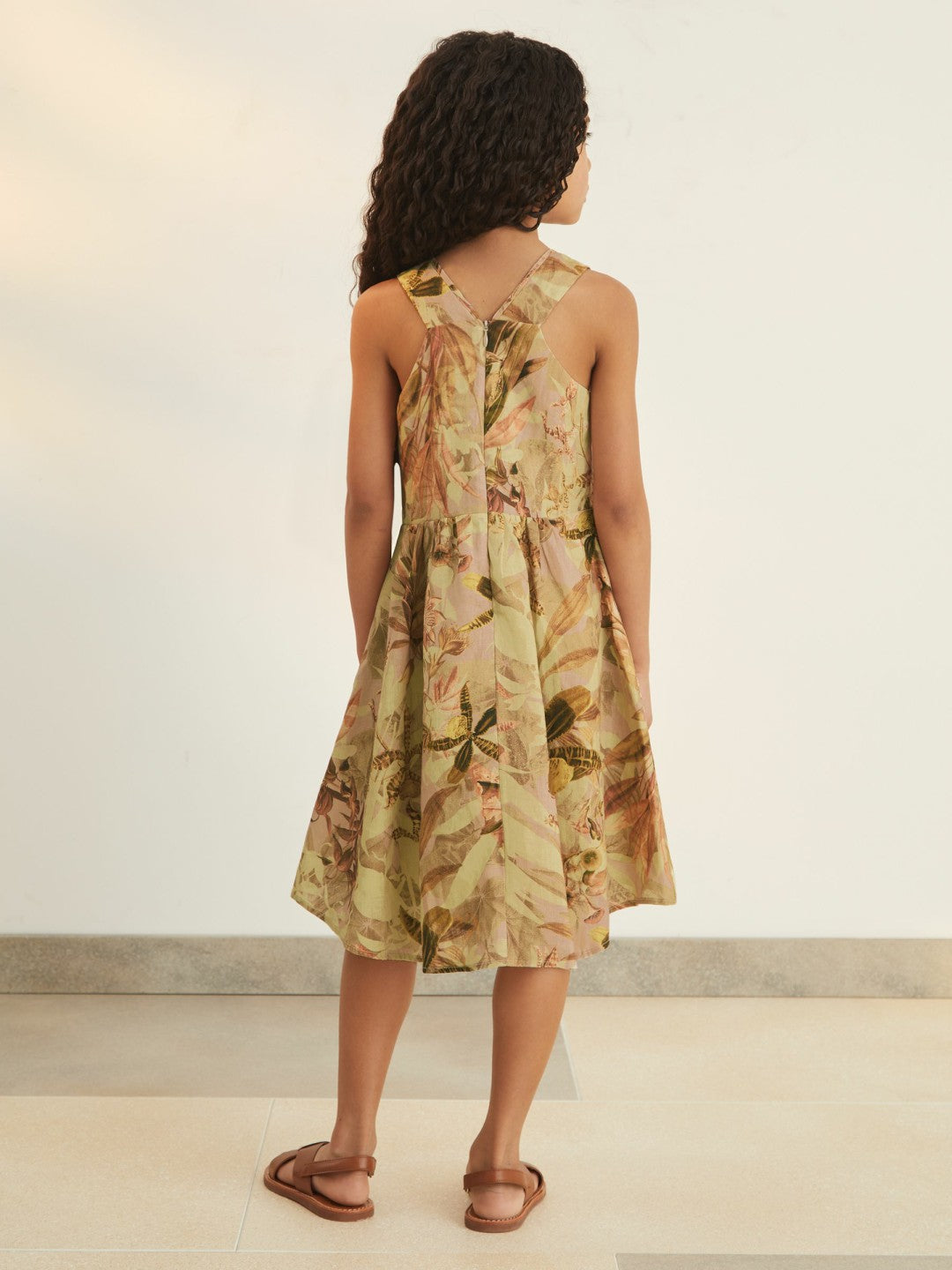 9-13 yrs  | NYBG Floral-Print Midi Dress in Khaki Children & Baby | Reiss