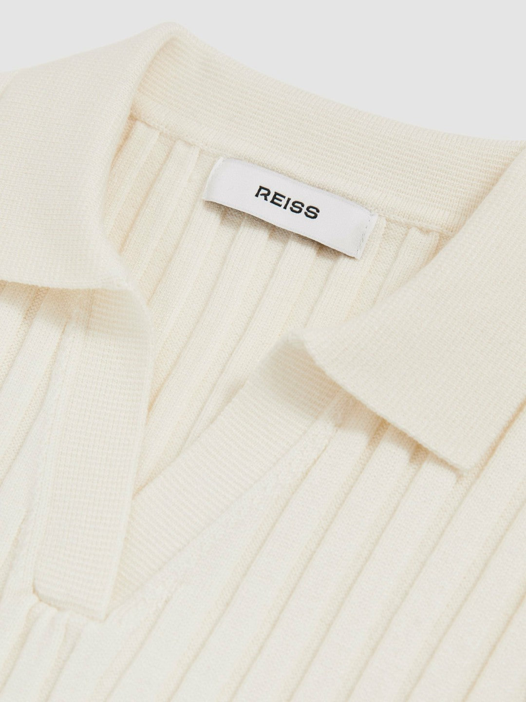 13-14 yrs Rib-Knit Polo Top in Ivory Children & Baby | Reiss