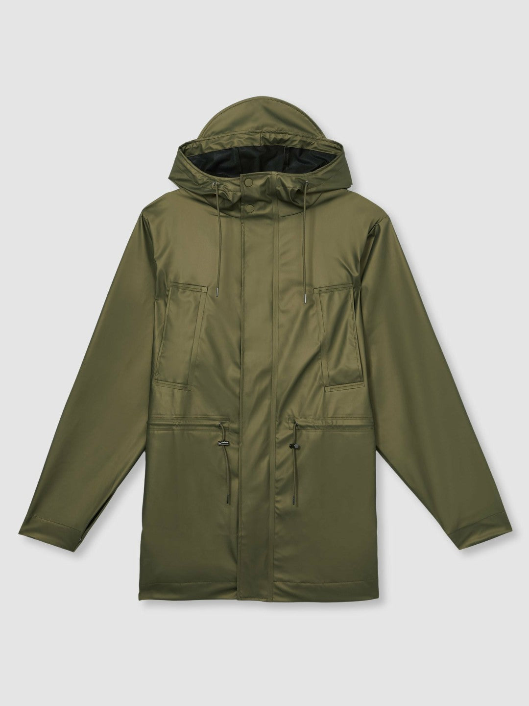 Rains Long Hooded Jacket in Revel Brass Green Women | Reiss