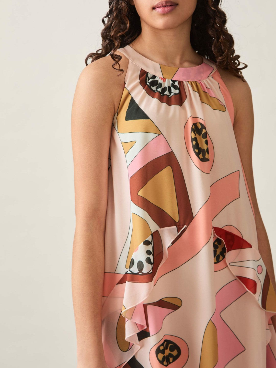 9-13 yrs Printed Ruffle-Trim Dress in Pink Children & Baby | Reiss