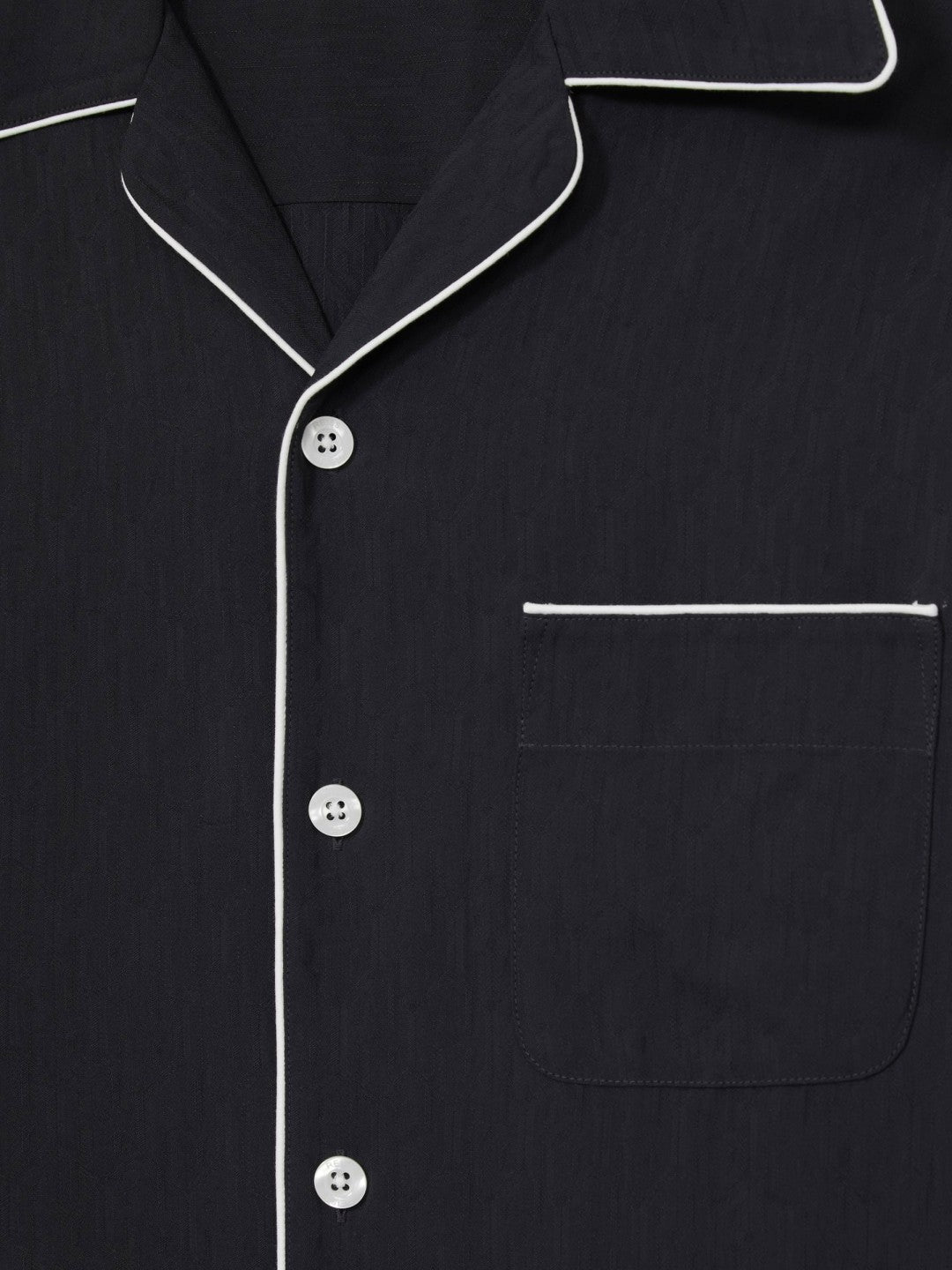 Cuban Collar Shirt with Piping Detail Shirt in Navy Men | Reiss
