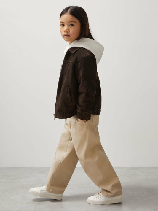9-13 yrs Unisex Fit McLaren F1 Team Suede Bomber Jacket in Distressed Brown Children & Baby | Reiss
