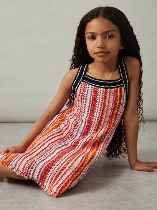 9-13 yrs Cotton Striped Knit Dress in Multi Children & Baby | Reiss