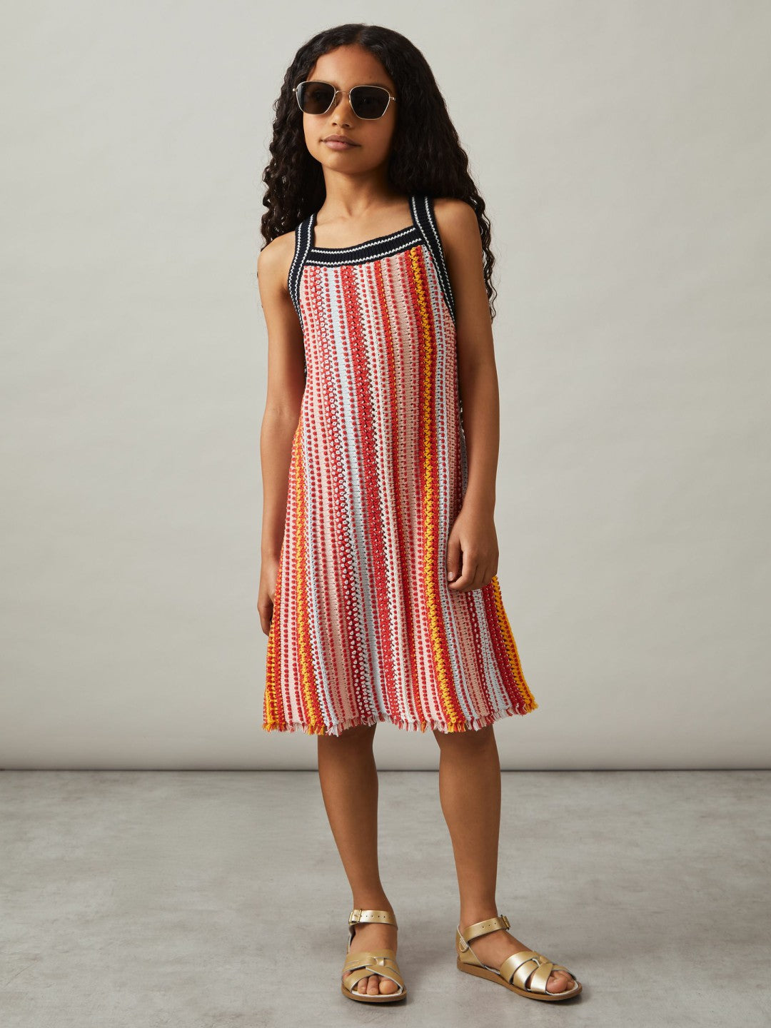 9-13 yrs Cotton Striped Knit Dress in Multi Children & Baby | Reiss