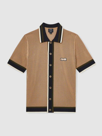 | Ché Crochet Tipped Shirt in Camel Men | Reiss