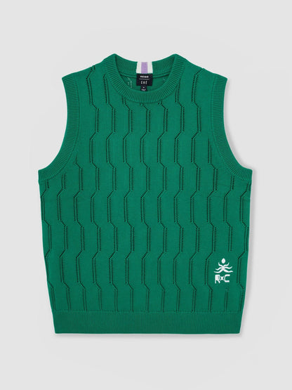 Ché Pointelle Crew-Neck Vest in Bright Green Men | Reiss