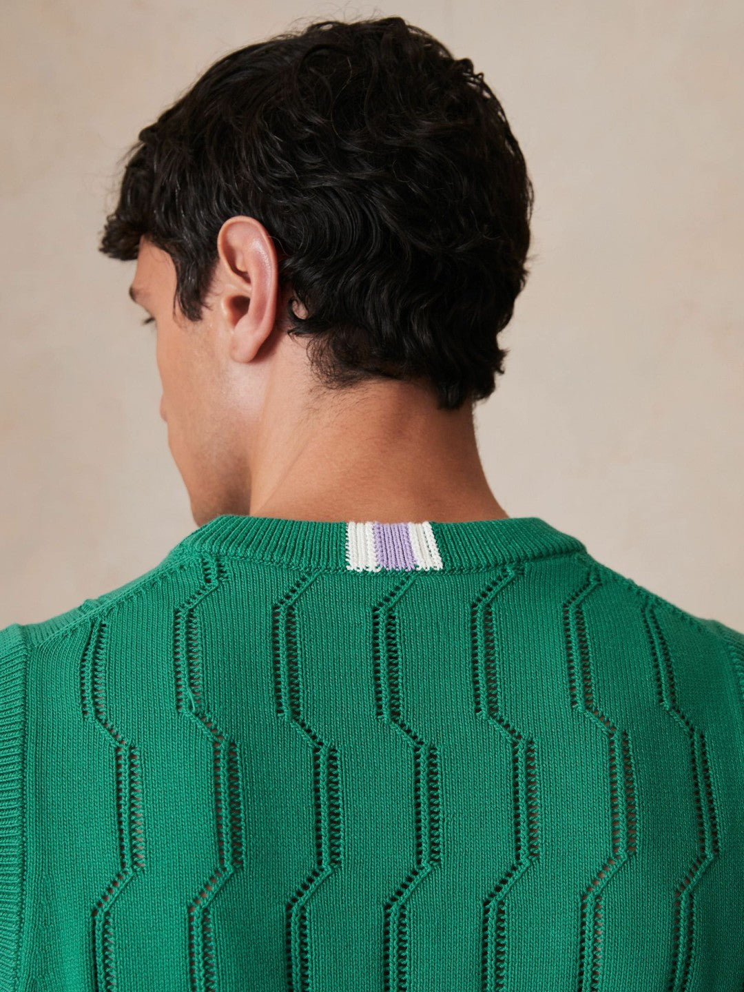Ché Pointelle Crew-Neck Vest in Bright Green Men | Reiss
