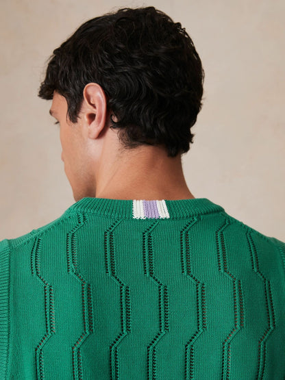 Ché Pointelle Crew-Neck Vest in Bright Green Men | Reiss