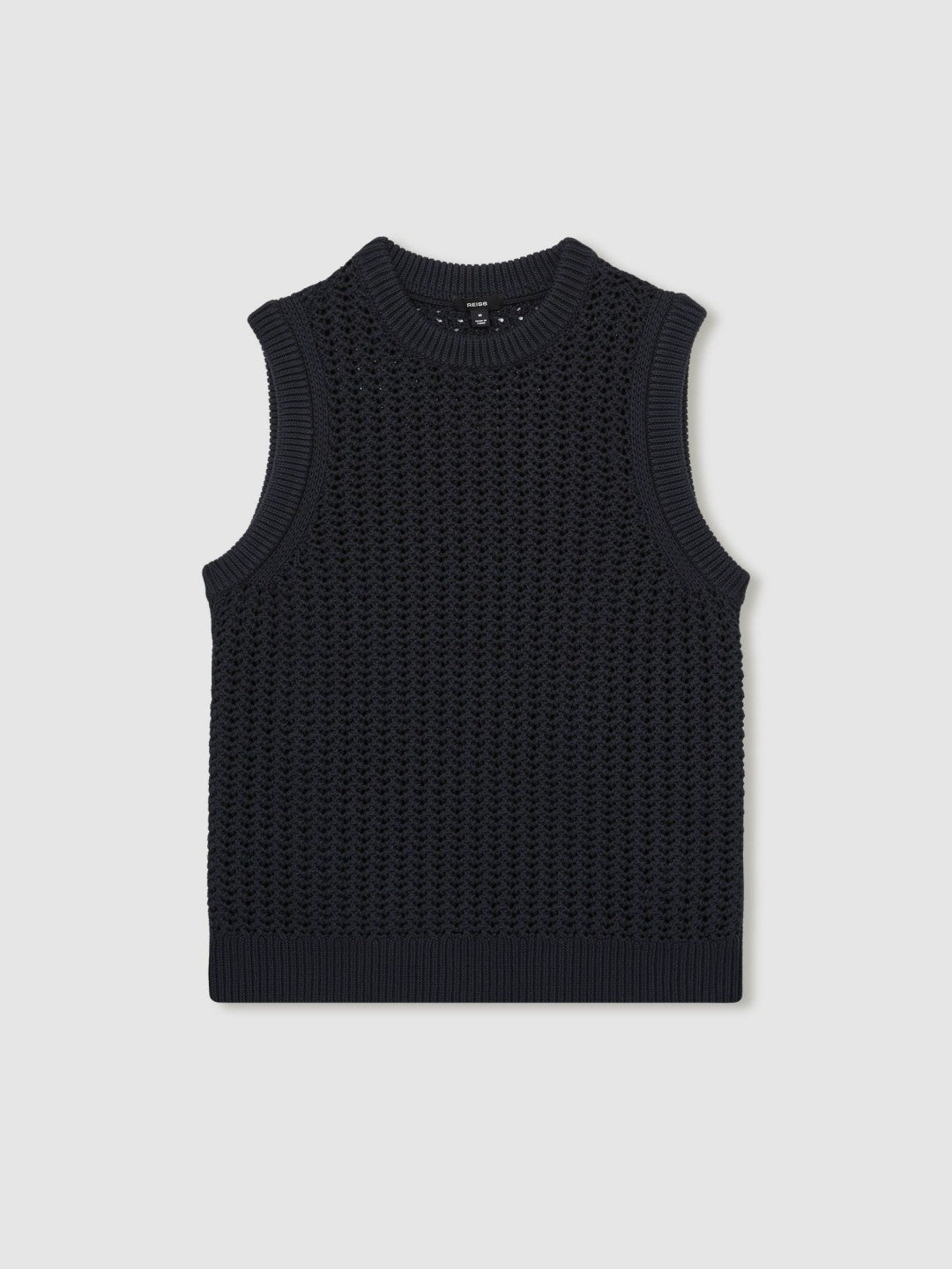 Cotton-Blend Crochet Vest in Navy Men | Reiss