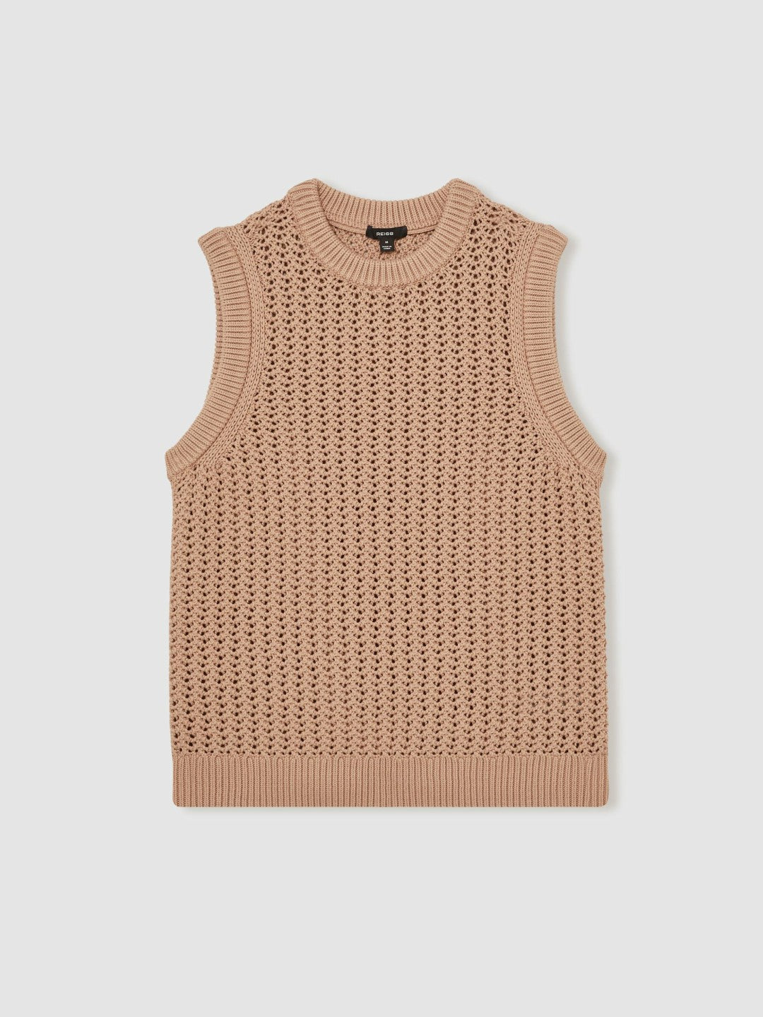 Cotton-Blend Crochet Vest in Soft Camel Men | Reiss