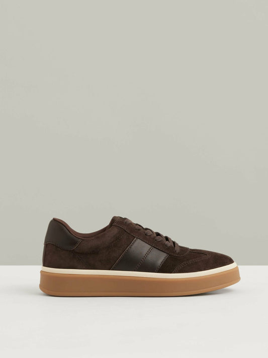 Suede Low-Top Trainers in Chocolate Women | Reiss