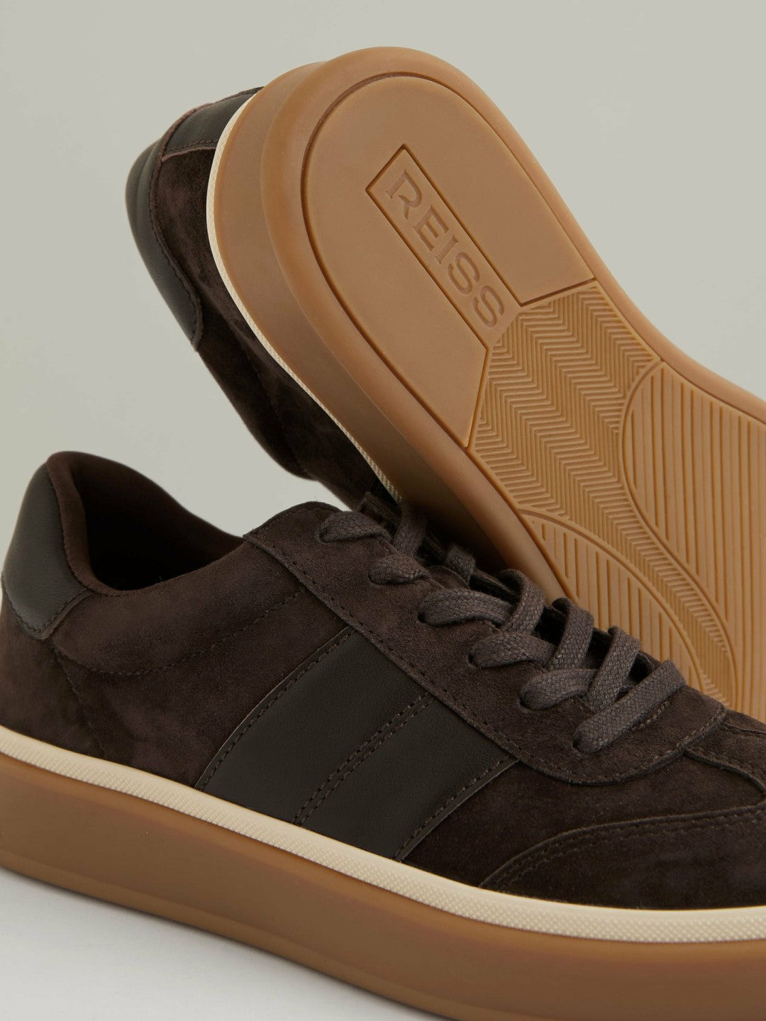 Suede Low-Top Trainers in Chocolate Women | Reiss