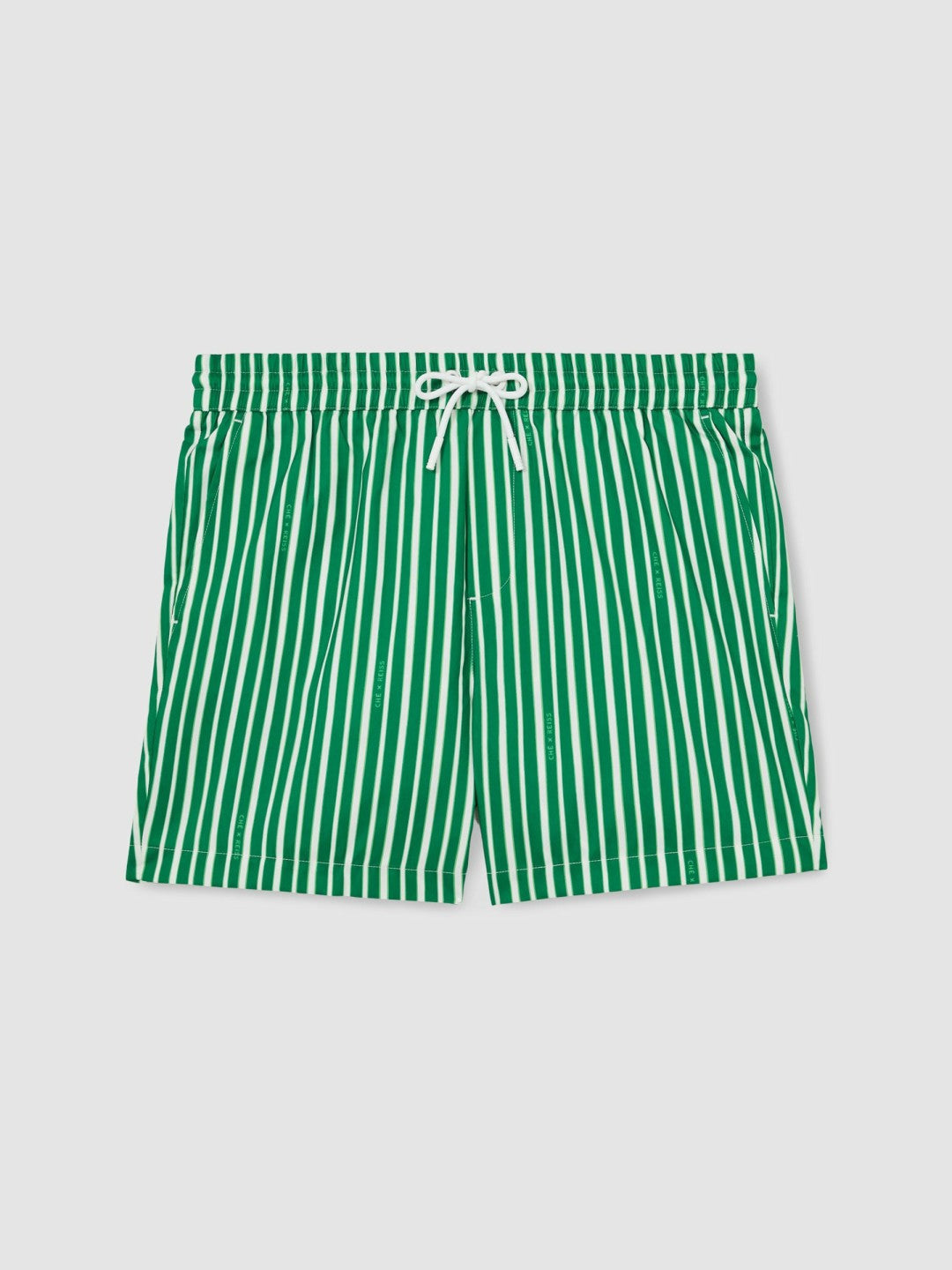 | Ché Stripe Swim Shorts in Green/White Men | Reiss