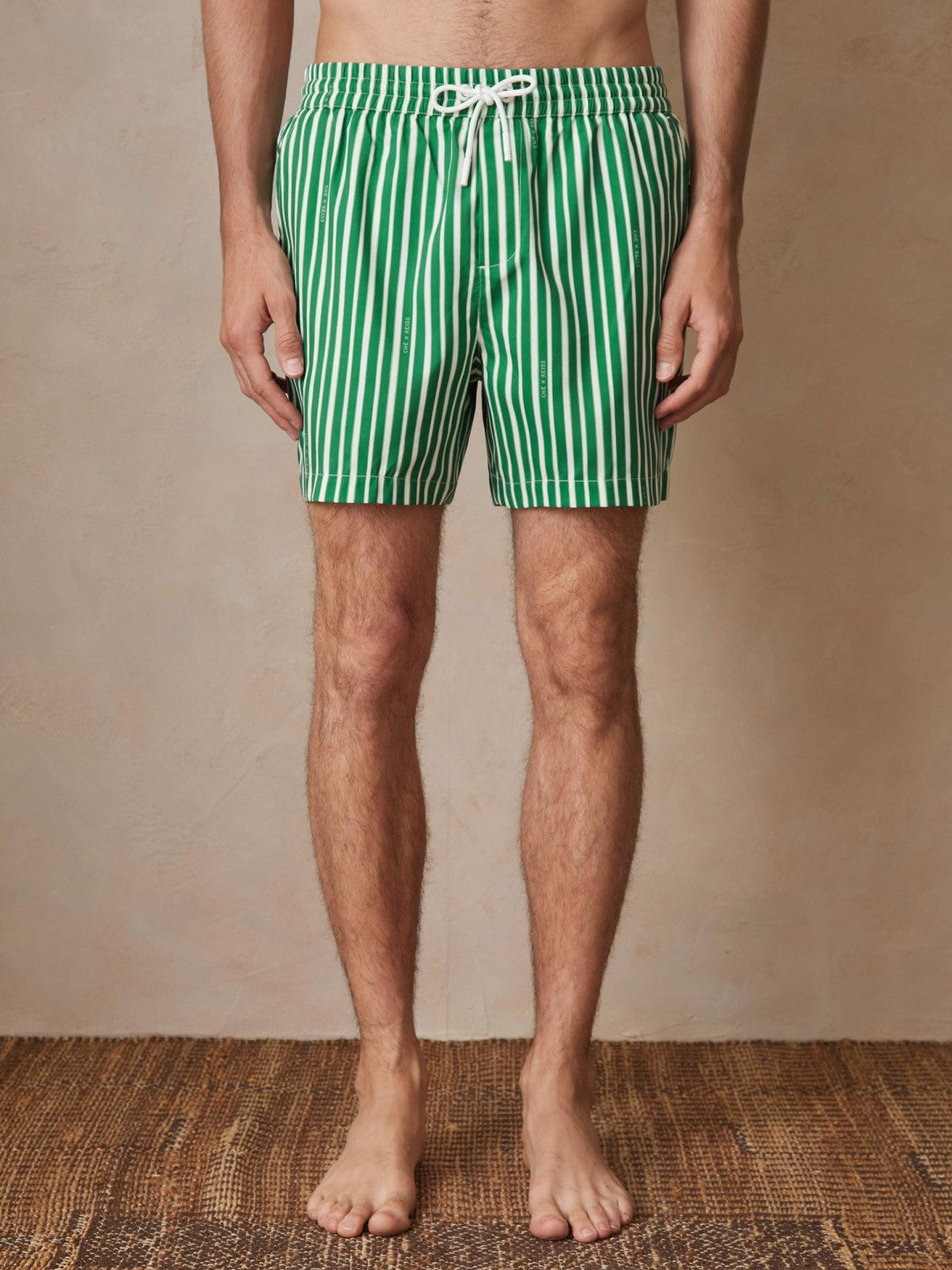 | Ché Stripe Swim Shorts in Green/White Men | Reiss