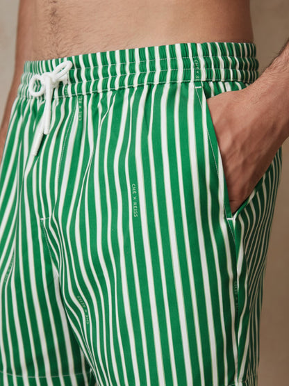 | Ché Stripe Swim Shorts in Green/White Men | Reiss