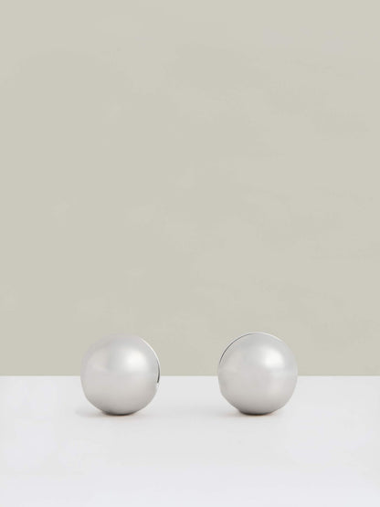 Polished Ball Huggie Earrings in Silver Tone Women | Reiss