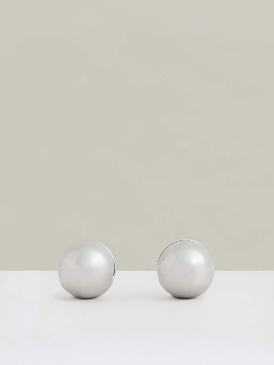 Polished Ball Huggie Earrings in Silver Tone Women | Reiss