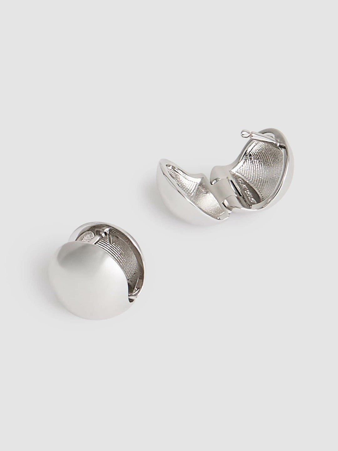 Polished Ball Huggie Earrings in Silver Tone Women | Reiss