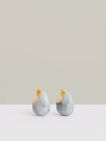 Curve Marble Scoop Earrings in Gold Tone Women | Reiss