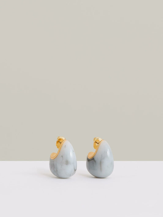 Curve Marble Scoop Earrings in Gold Tone Women | Reiss